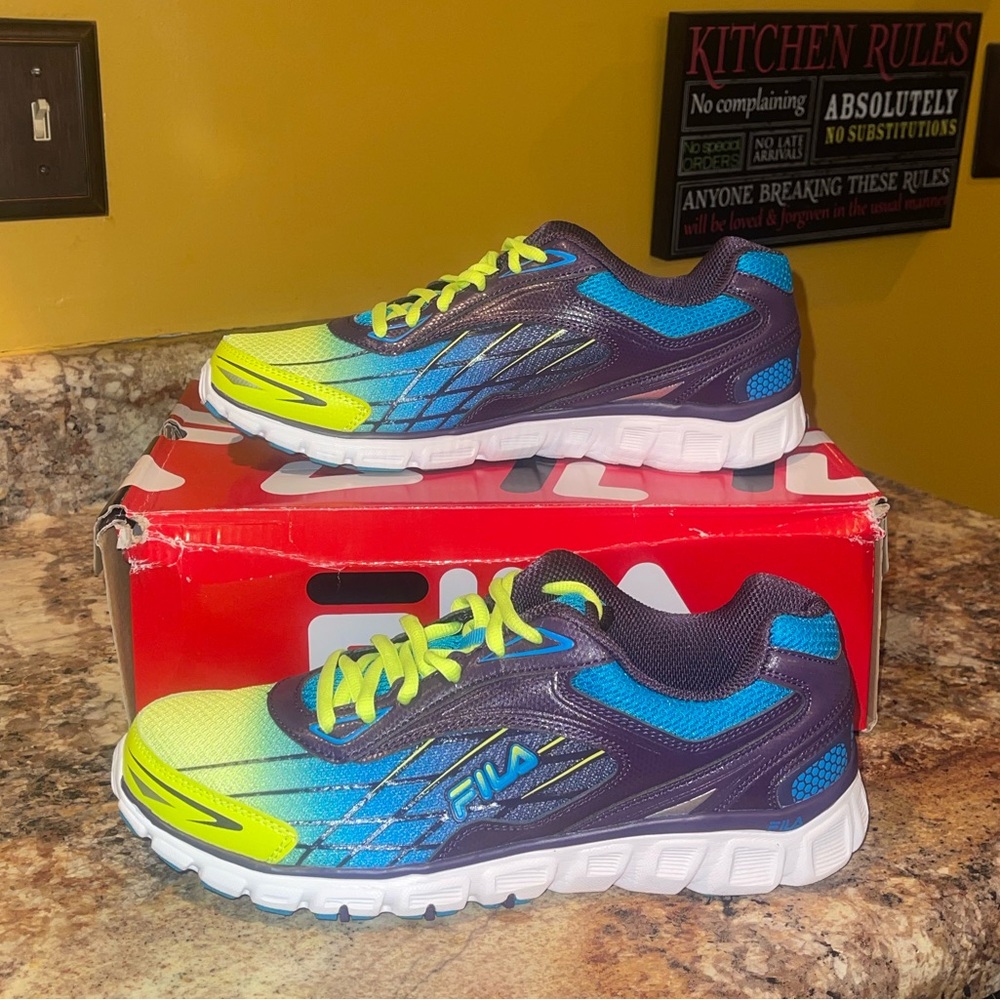 Fila Lime Green and Blue Running Shoes
